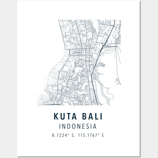 KUTA BALI SIMPLE MAP Wall Art by boy cartograph